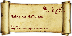 Mahunka Ágnes névjegykártya