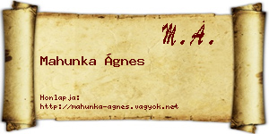 Mahunka Ágnes névjegykártya